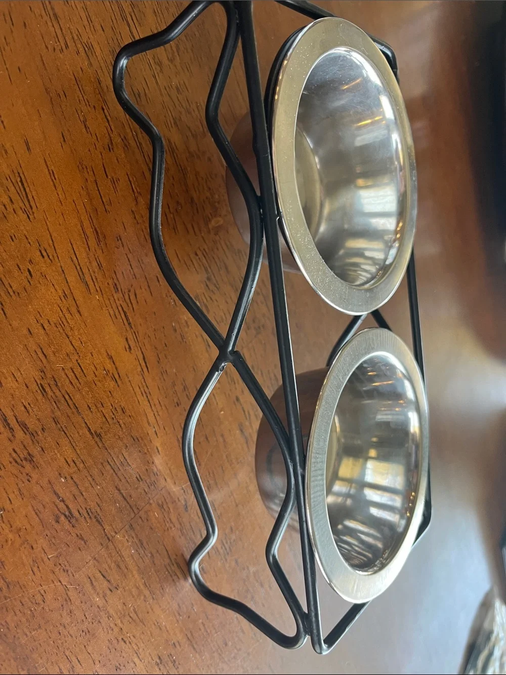 Double Stainless Steel Pet Bowls with Black Metal Stand